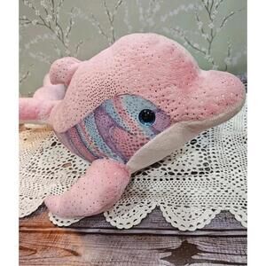Destination Nation Dolphin Plush Stuffed Animal Pink Purple Blue Sparkly 17"